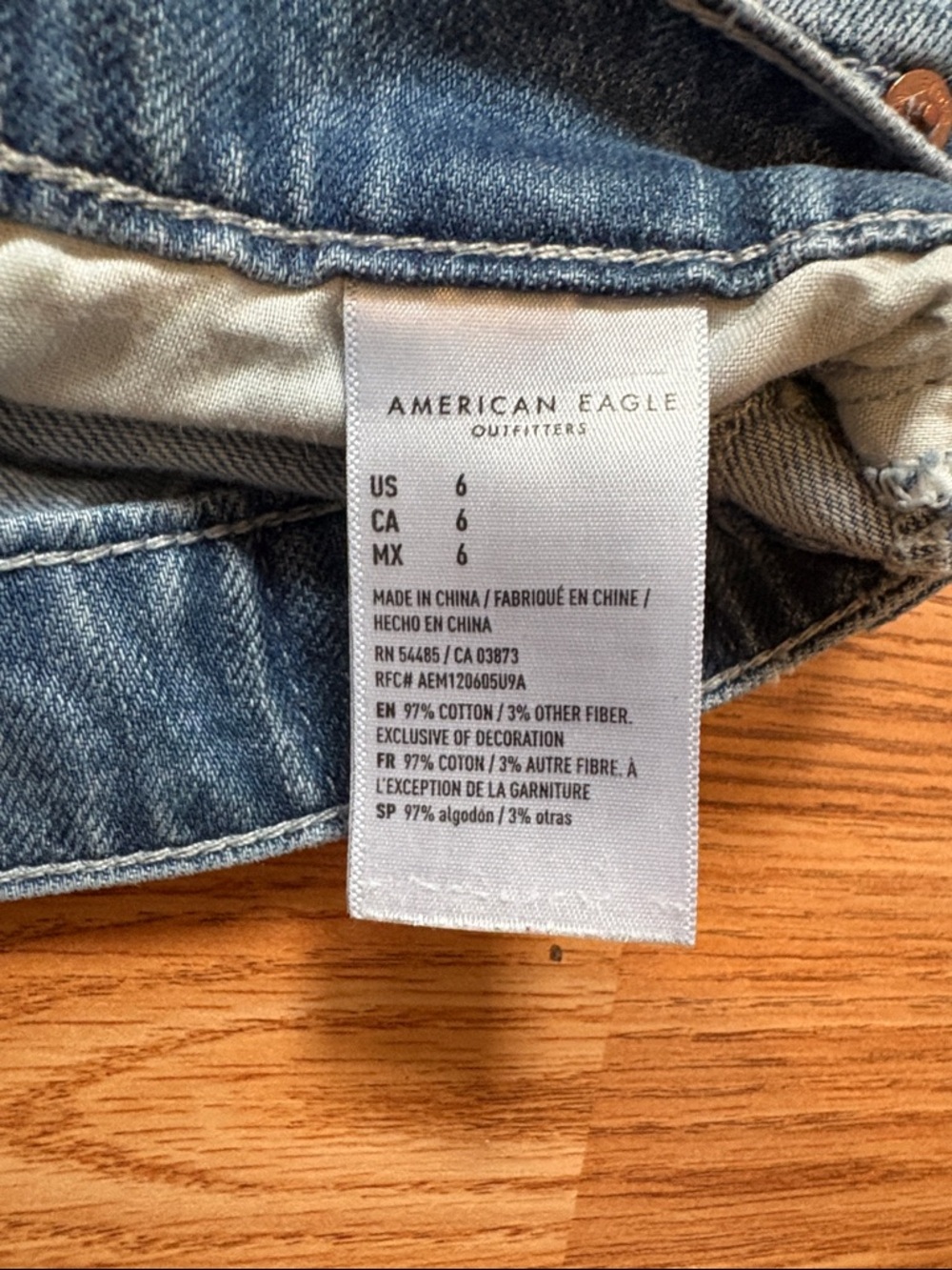 American Eagle Outfitters Light Blue Plaid-Panel Denim Shorts - Picture 4 of 4